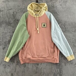 Teddy Fresh Color Block Hoodie Mens 2XL Pastel Pullover Hooded Sweatshirt Flaws